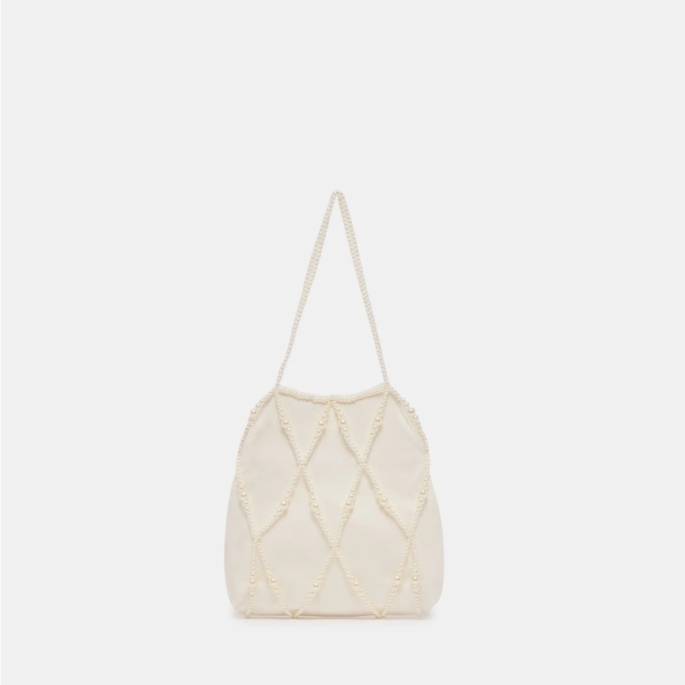 Dolce Vita Satin Pearl-Embellished Shoulder Bag